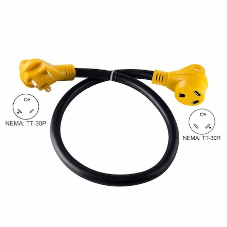 Superior Electric Plug Adapter, TT-30R, TT-30P, 25 ft., Black/Yellow RVA1527